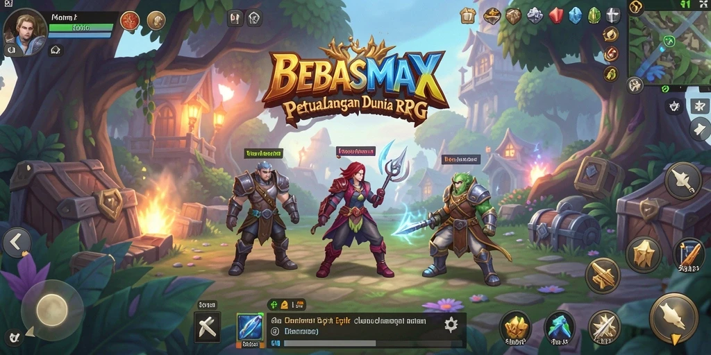 Screenshot gameplay <strong>BEBASMAX</strong> menunjukkan aksi pertarungan seru dan dunia yang luas.