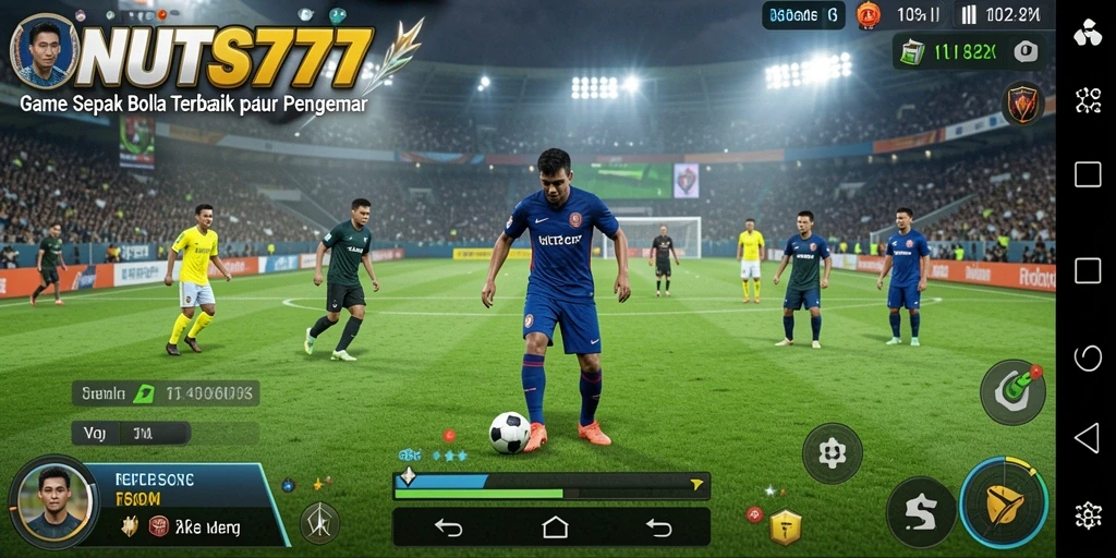 Tampilan gameplay sepak bola yang seru dan mendebarkan.